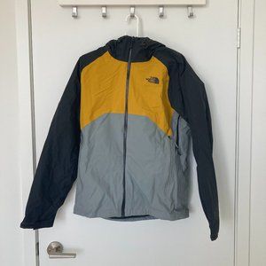 The North Face grey, black and yellow shell jacket size M